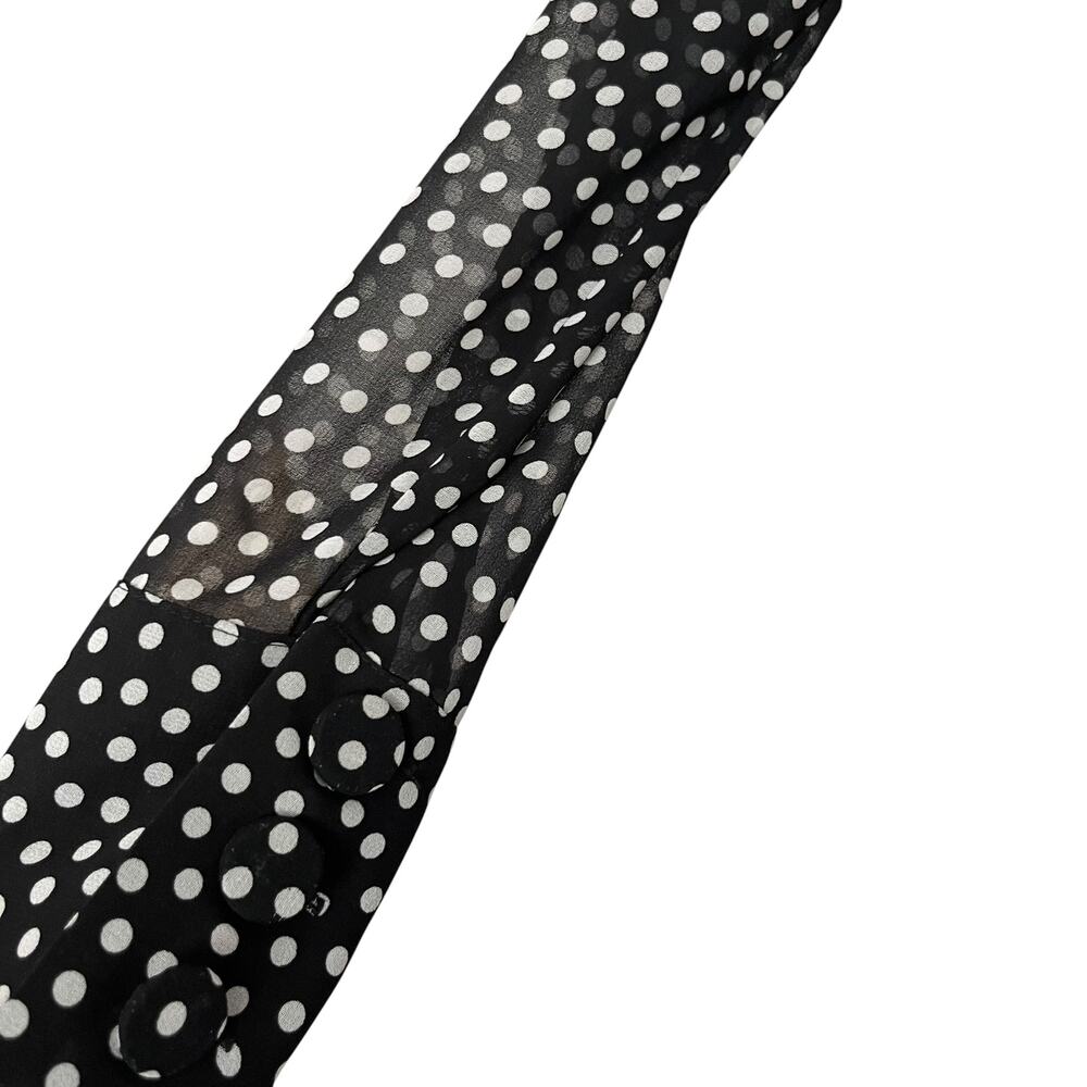 ZARA Black White Polka Dot Mock Neck Belted Midi Dress Long Sleeve - Picture 5 of 10